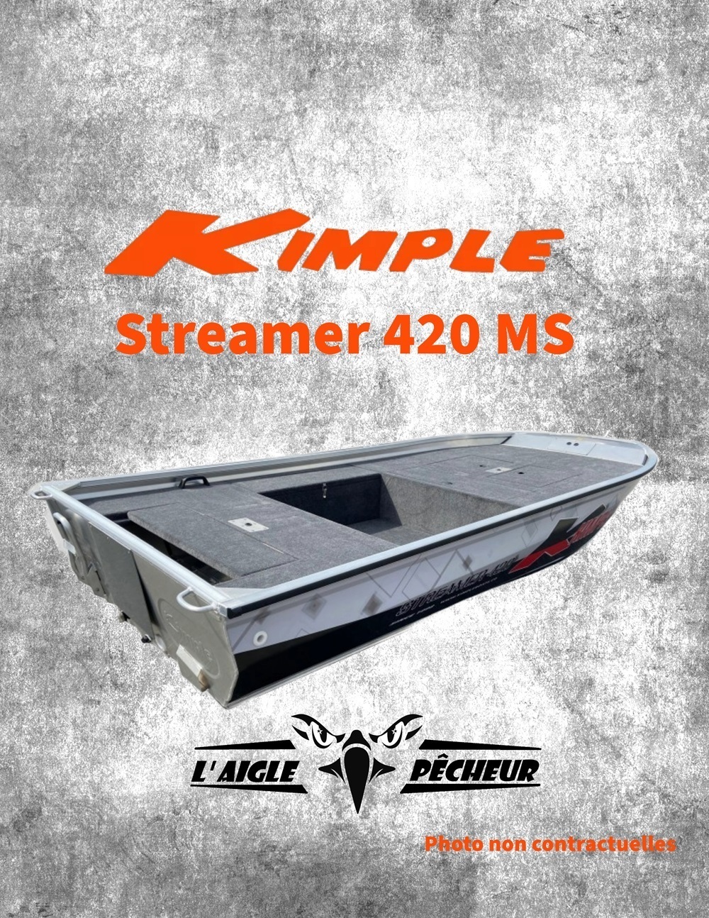 Pack Kimple 420 MS avec remorque et moteurs thermique et électrique - Barque  de pêche